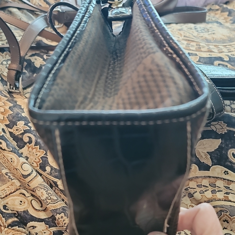 Brown and Black Vintage Handbag with Matching Pouch NWOT #205 - Picture 3 of 5